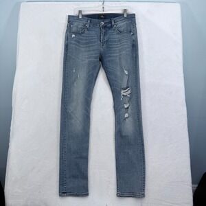7 For All Mankind Paxtyn Jeans Mens 31x32 Blue Straight Leg Stretch Distressed